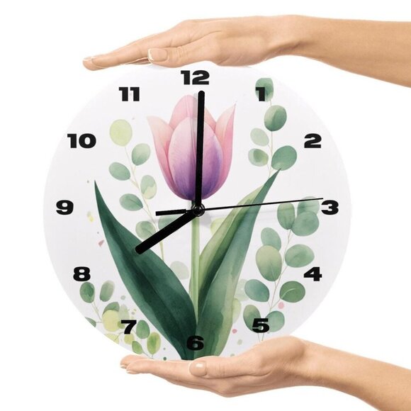Elegant Tulip-Inspired Floral Wall Clock: Modern Timepiece for Home Decor - Picture 4 of 7